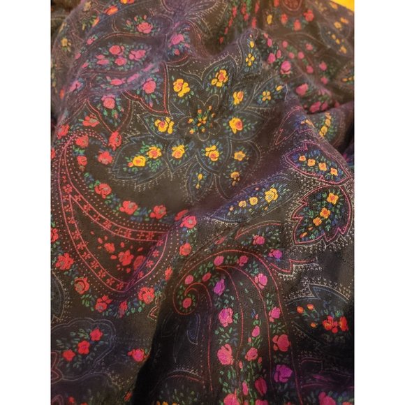 80s Silk and Wool Blend Paisley and Floral Skirt Set - Picture 6 of 7